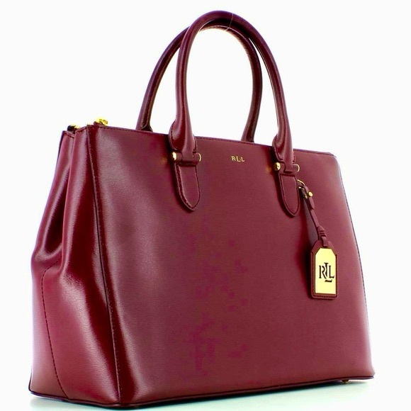 Ralph Lauren Red Leather Tote with Structured Design